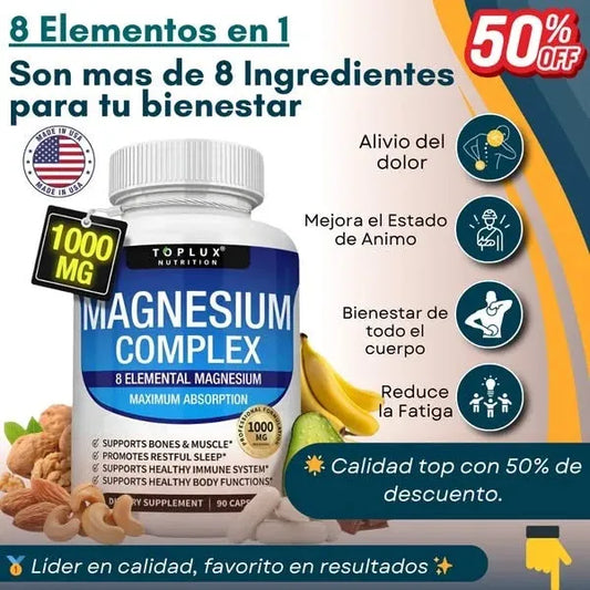 MAGNESIUM COMPLEX 8 EN 1 EL MAGNESIO MAS COMPLETO DE MERCADO SOLUCIONA MAS DE 80 PROBLEMAS