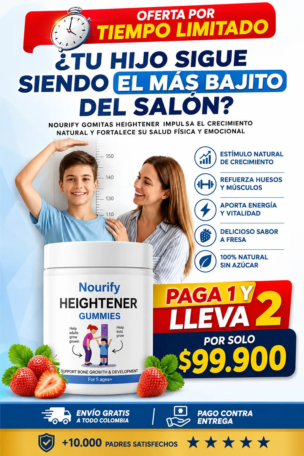 HEIGHTENER 60 GUMMIES Suplemento Natural De Crecimiento
